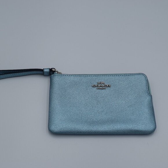 Coach Shimmering Blue Wristlet - Picture 1 of 13